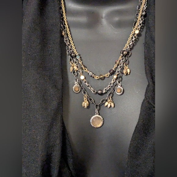 🏷️ LIA SOFIA Statement Necklace 3 Strands/ Separate Or Wear Together - Picture 5 of 6